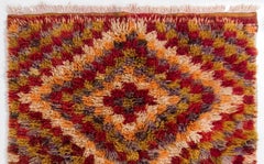 3.6x5.8 Ft Vintage Checkered Diamond Design Turkish Tulu Rug. 100% Soft Wool