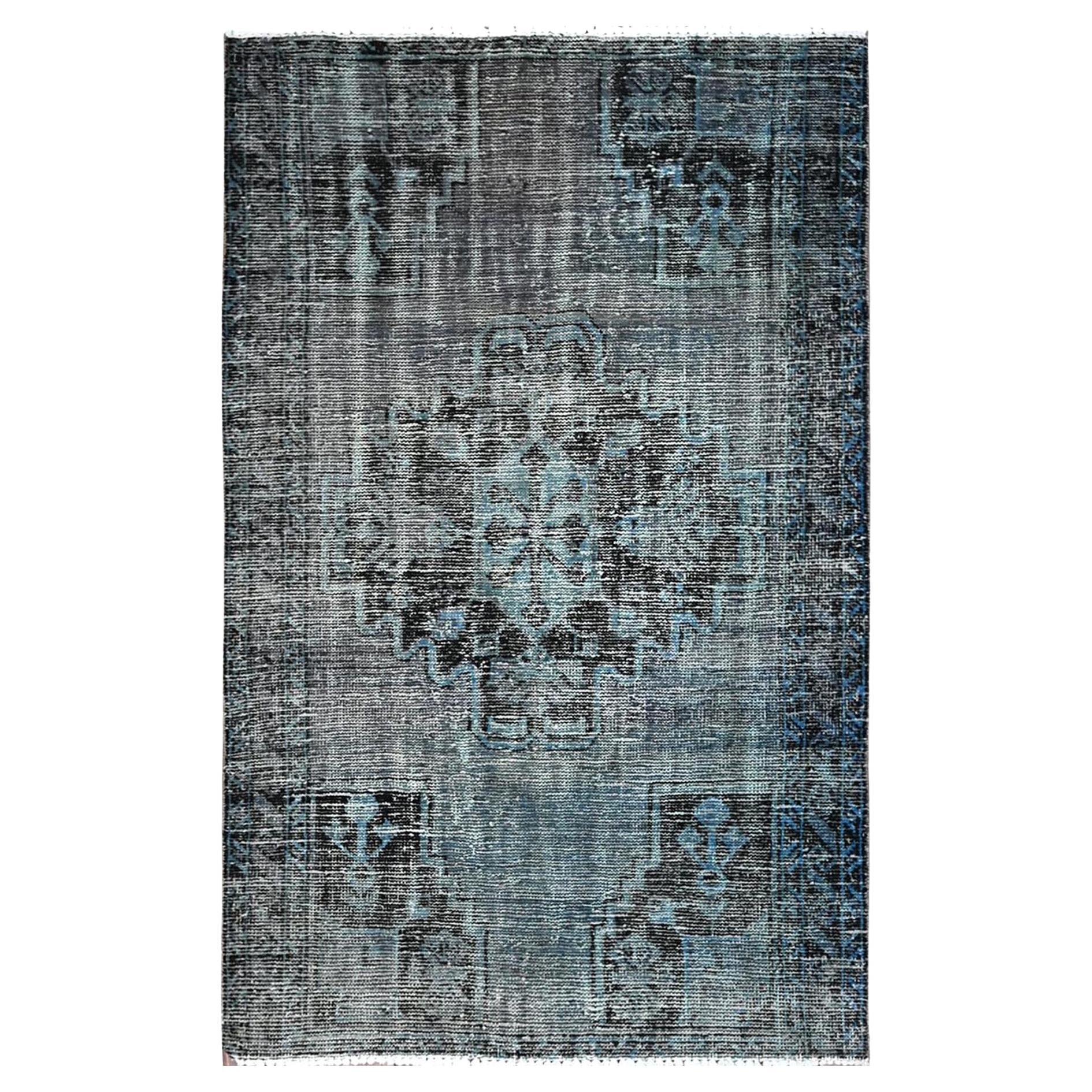 3'6"x5'9" Grau Ovedyed Vintage Persischer Bakhtiar Handgeknüpfter orientalischer Teppich aus Wolle