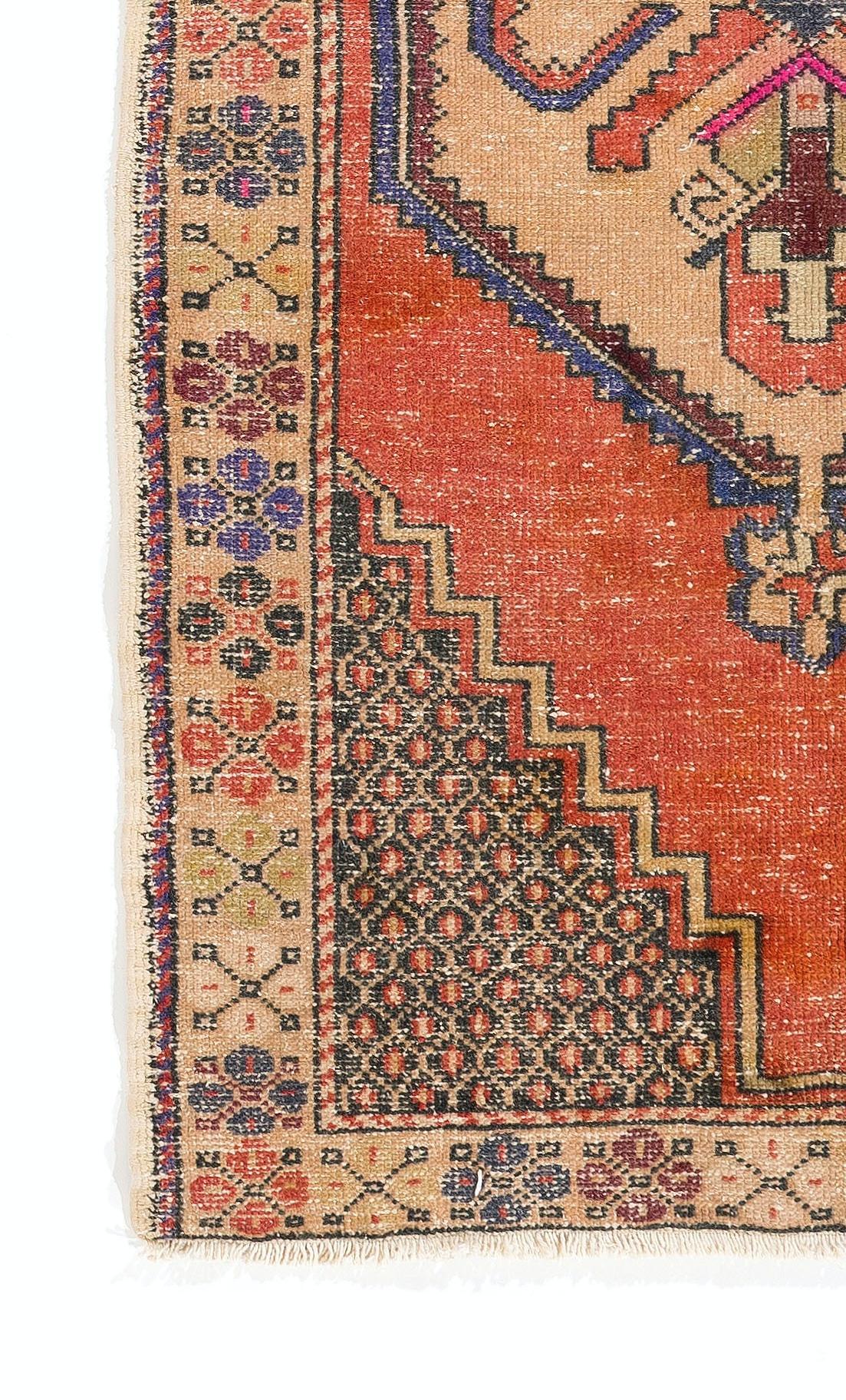 20th Century 3.7x6.3 Ft Vintage Turkish Accent Rug in Red, Circa 1955, Wool Floor Covering For Sale
