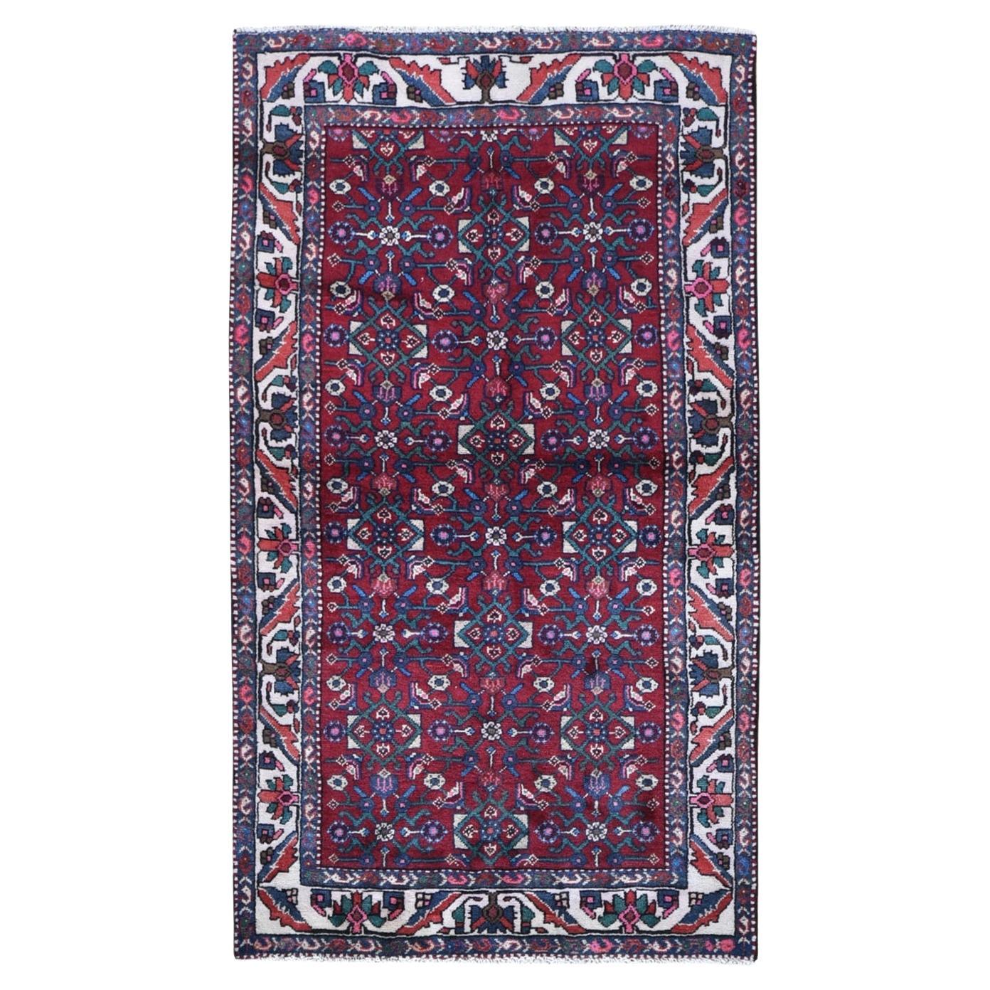 3'6 "x6'3" Vintage Persan Bakhtiar Herati Fish All Over Design Rug noué à la main en vente