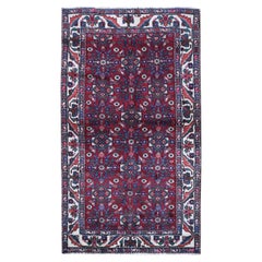 3'6 "x6'3" Vintage Persan Bakhtiar Herati Fish All Over Design Rug noué à la main