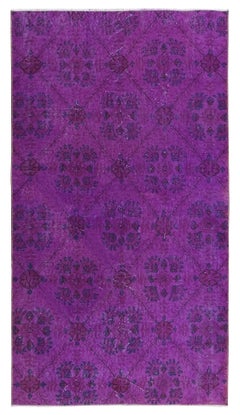 3.6x6.4 Ft Hand Knotted Accent Rug, Purple Floral Design Carpet from Turkey