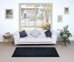 3.6x6.4 Ft Handmade Area Rug with in Black Colors, Contemporary Turkish Carpet