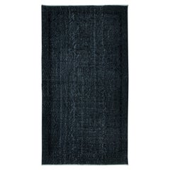 Tappeto per l'area 3.6x6.4 Ft fatto a mano con colori neri, tappeto turco contemporaneo