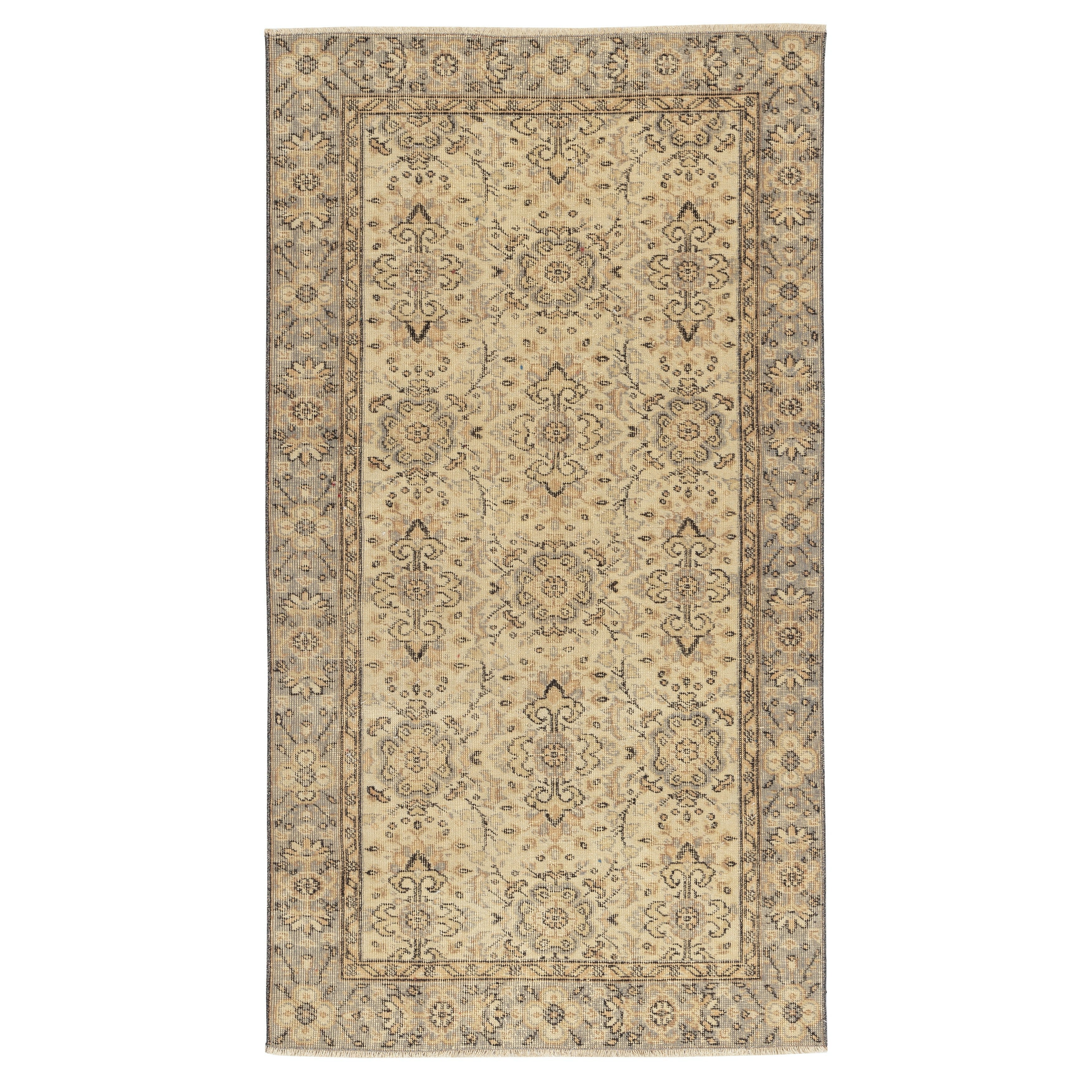 Tappeto d
accento turco floreale vintage da 3,6x6,4 piedi per la decorazione della casa di campagna