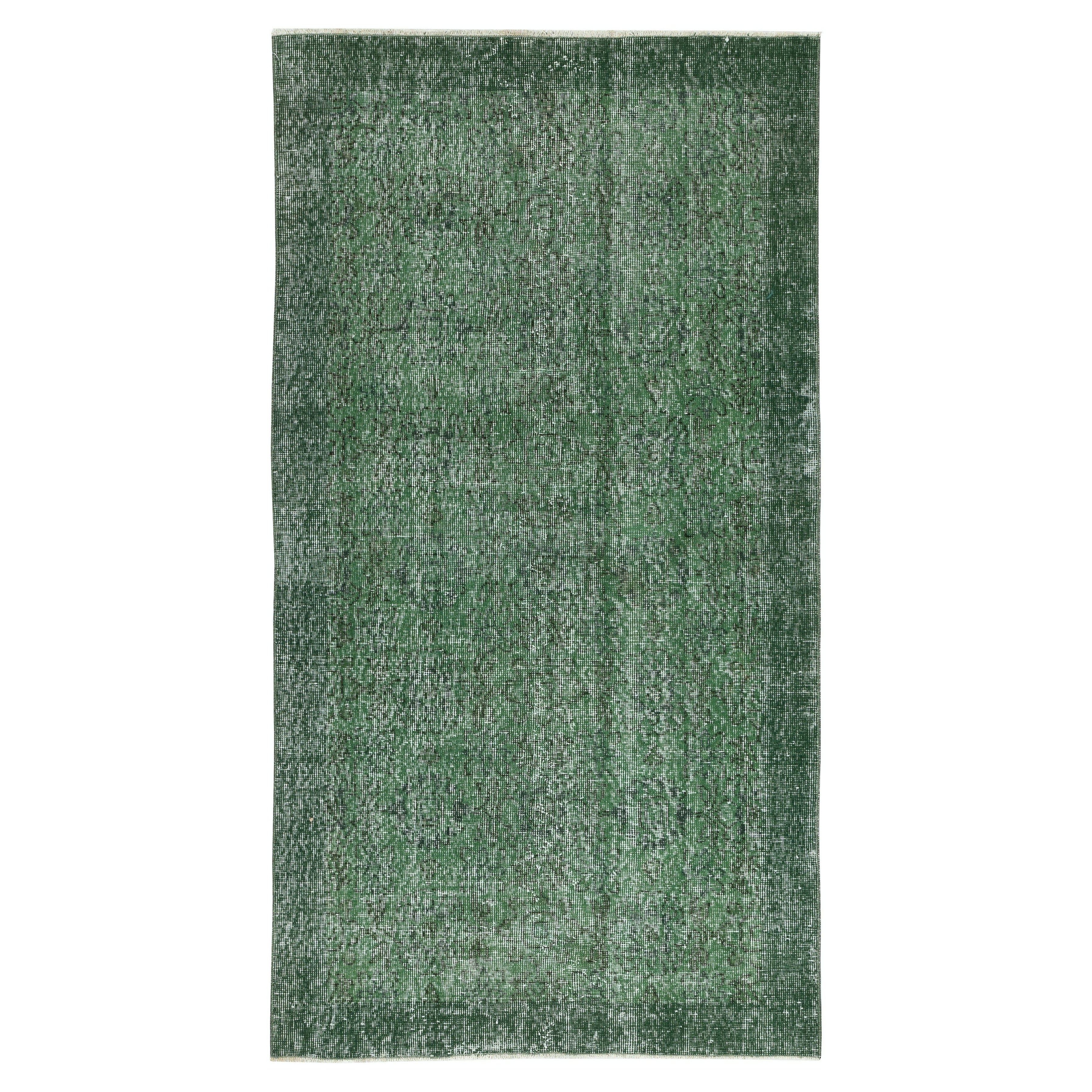 3.6x6.6 Ft Grün gefärbter Vintage-Teppich für moderne Innenräume. Handgefertigt in der Türkei