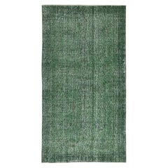3.6x6.6 Ft Grün gefärbter Vintage-Teppich für moderne Innenräume. Handgefertigt in der Türkei