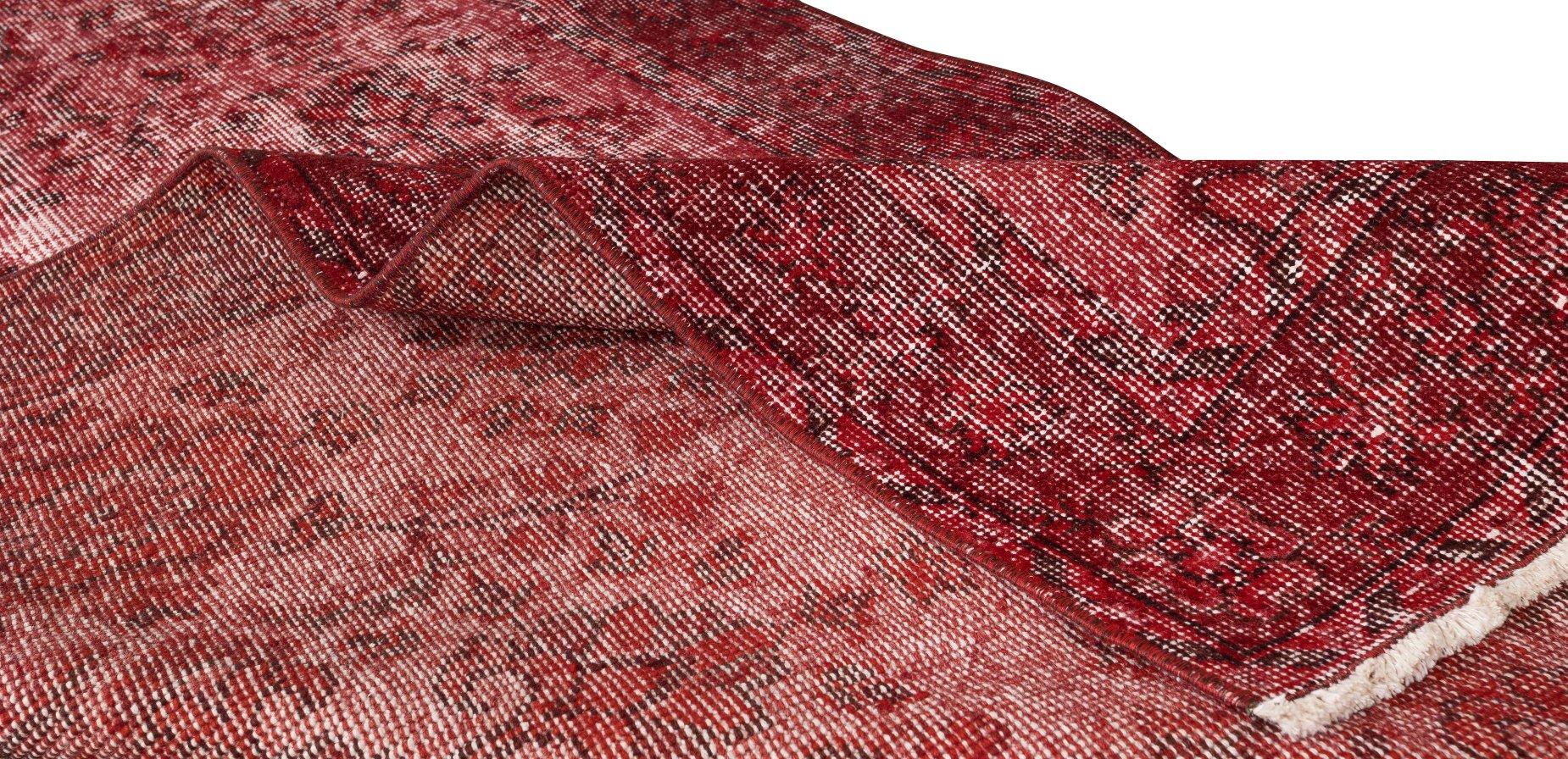 3.6x6.6 Ft Handgefertigter trkischer Teppich in Rot, dekorativer Vintage-Wollteppich (Moderne) im Angebot