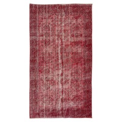 3.6x6.6 Ft Handgefertigter trkischer Teppich in Rot, dekorativer Vintage-Wollteppich