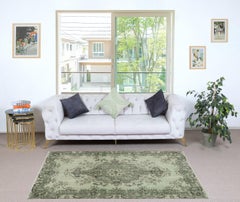 3.6x6.8 Ft Contemporary Handmade Turkish Accent Rug in Light Green Color