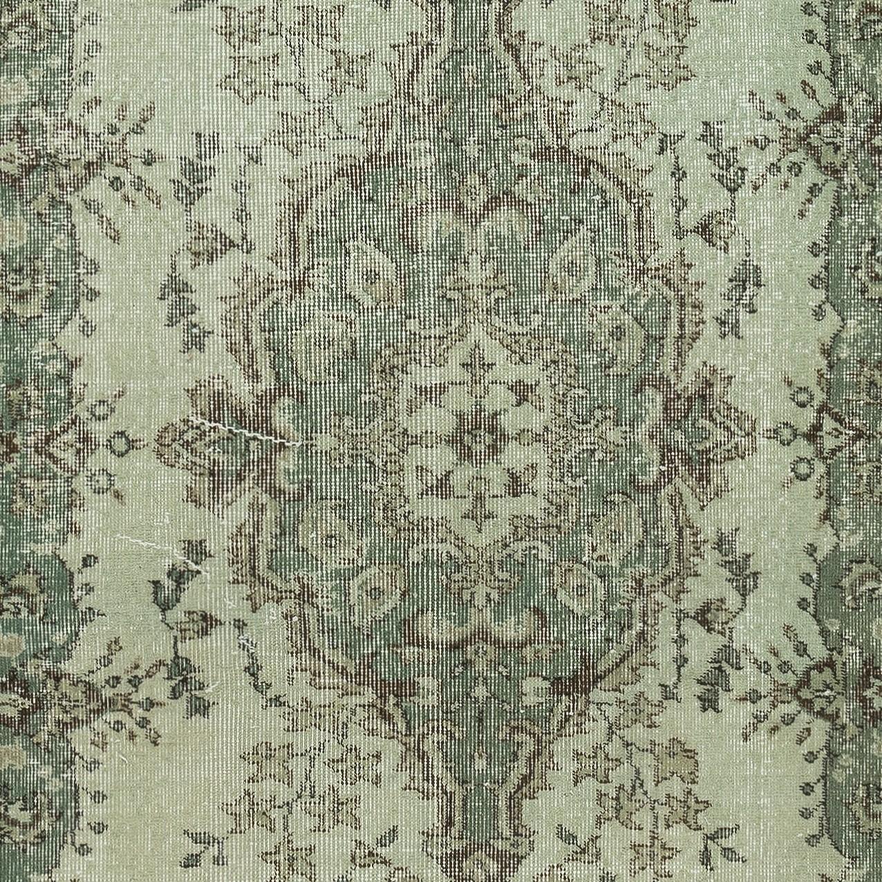 3.6x6.8 Ft Contemporary Handmade Turkish Accent Rug in Light Green Color In Good Condition For Sale In Spring Valley, NY