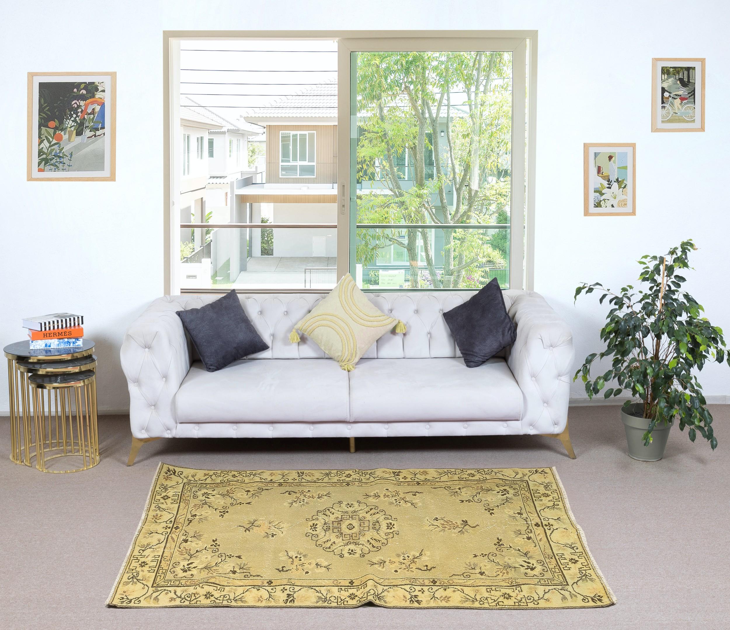 Our over-dyed rugs are all hand-knotted vintage pieces that are recreated in our workshop to cater to a wider range of interior design choices from modern to coastal, from industrial to rustic/cottage. These 50 to 70 year-old rugs were hand-knotted