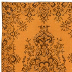 3.6x7 Ft Home Decor Rug, Orange Floor Covering, Modern Handmade Turkish Carpet