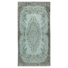 3.6x7.2 Ft Modernity Handmade Turkish Accent Rug. Petit tapis bleu clair