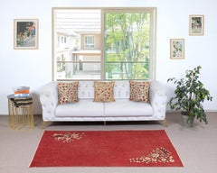 3.6x7.2 Ft Vintage Hand-Knotted Chinese Art Deco Design Red Area Rug