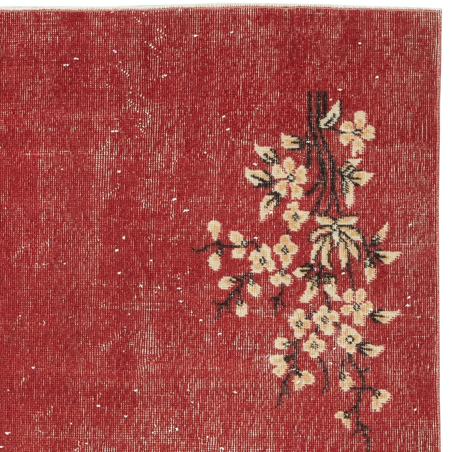 3.6x7.2 Ft Vintage Hand-Knotted Chinese Art Deco Design Red Area Rug In Good Condition For Sale In Spring Valley, NY