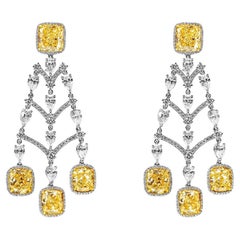 Boucles d'oreilles pendantes en diamant taillé en coussin de 37 carats certifié LY