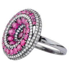 3,7 Karat – Moderner Modering aus Silber mit Diamanten und Rubinen, Indien