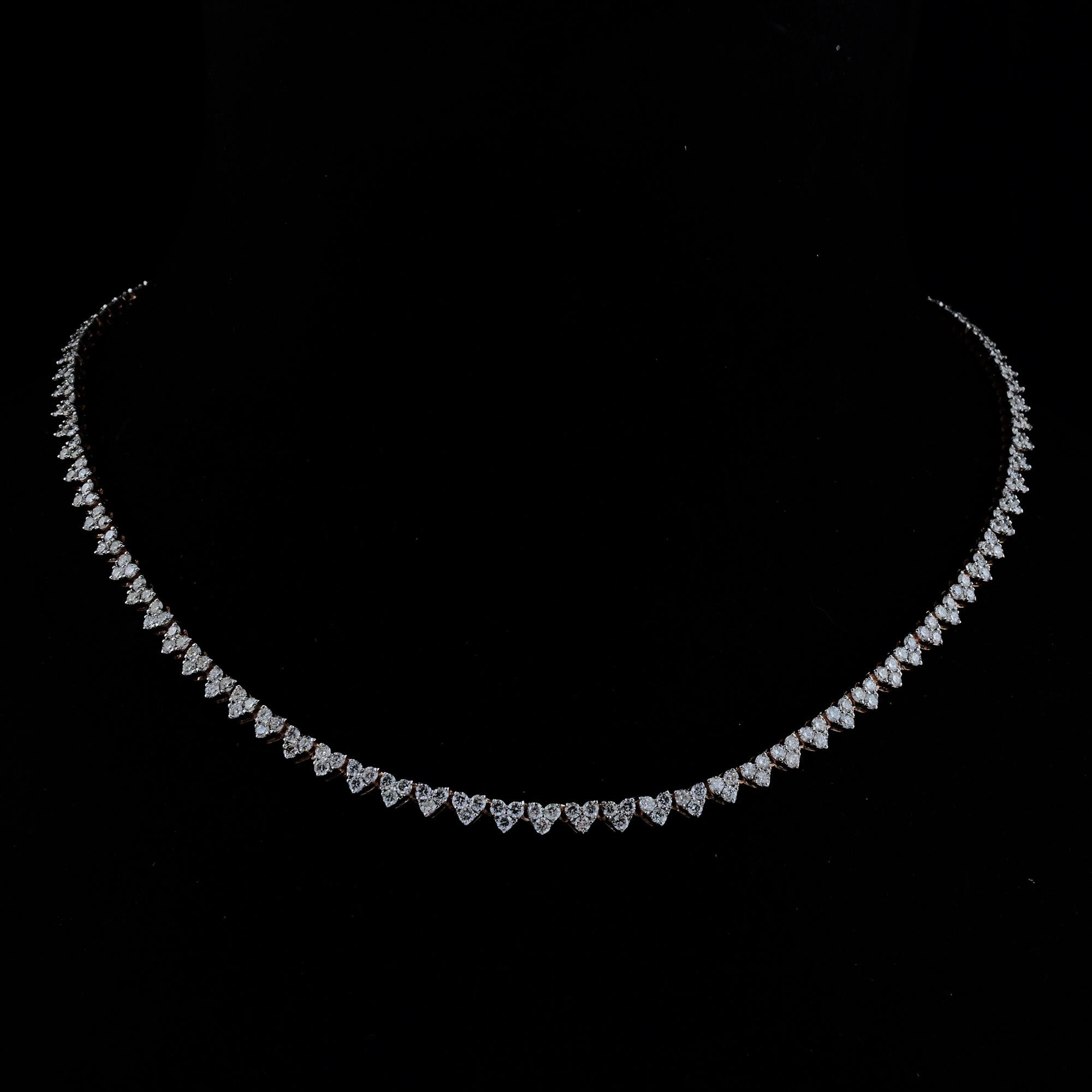 Collana con catena tennis di diamanti a forma di cuore da 3,7 carati in oro rosa 18 carati In condizioni Nuovo in vendita a Diera, Dubai