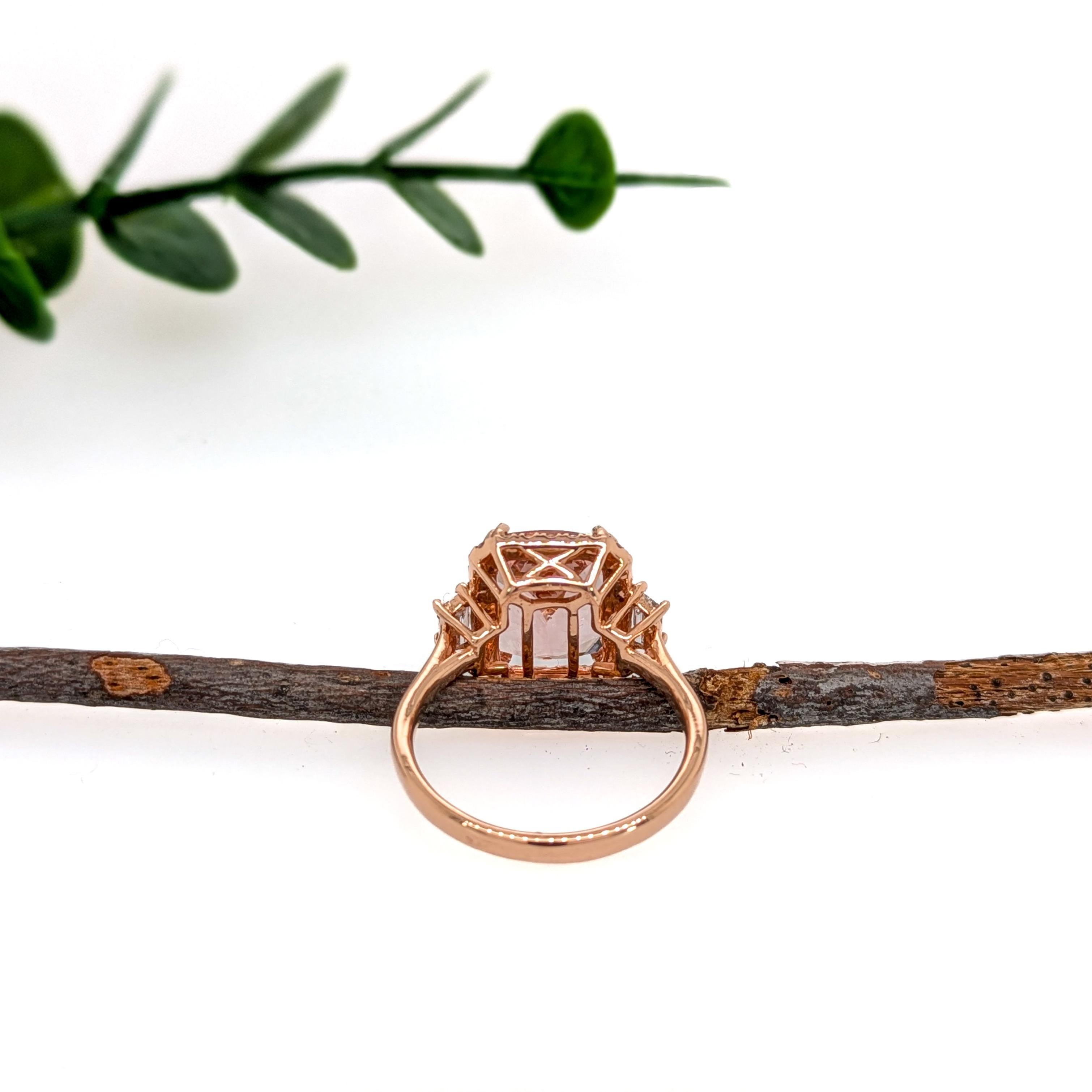 Anillo de Morganita de 3,7 quilates con diamantes extraídos de la tierra en oro macizo de 14 quilates  CU 11x8mm en Nuevo estado para la venta en Columbus, OH
