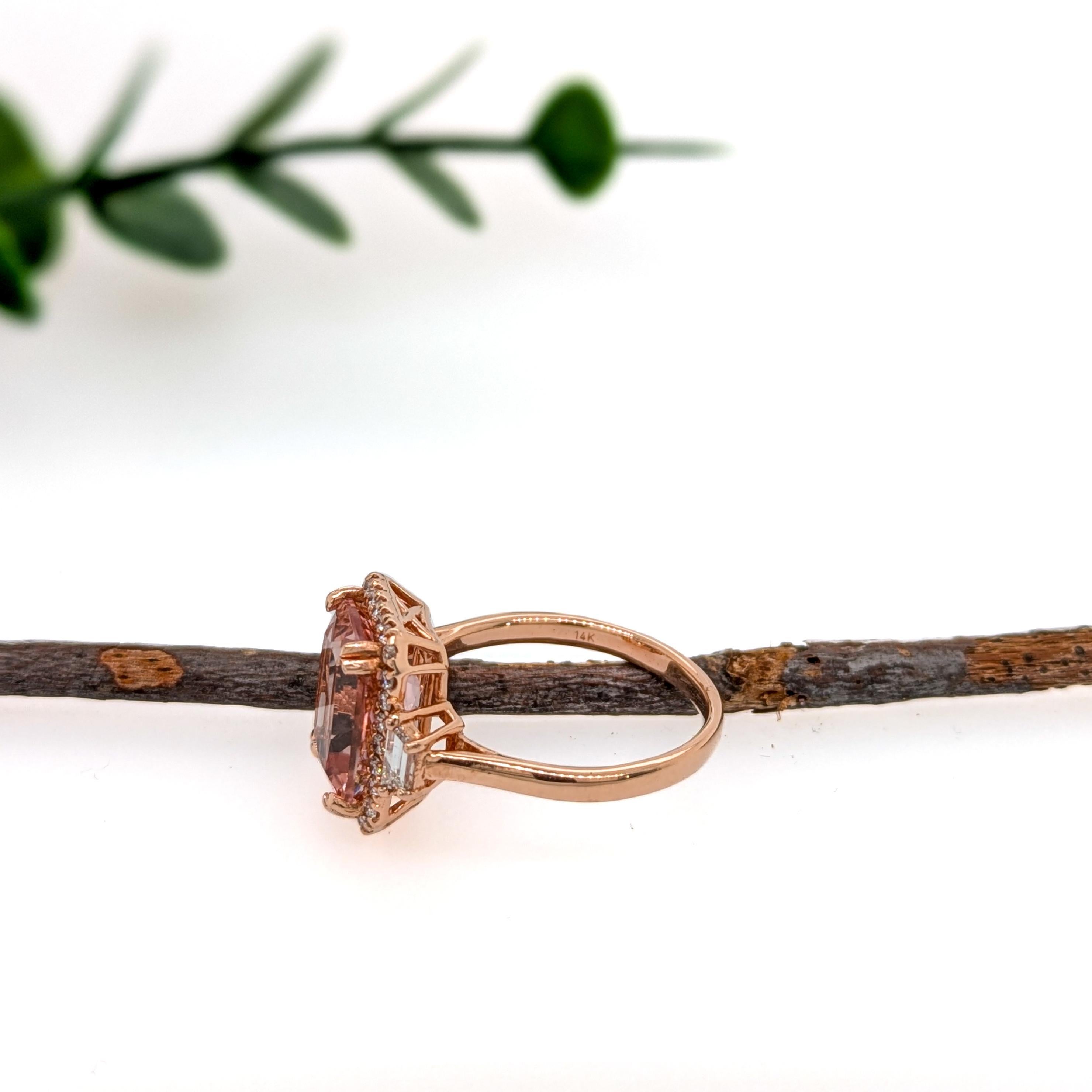 De las mujeres Anillo de Morganita de 3,7 quilates con diamantes extraídos de la tierra en oro macizo de 14 quilates  CU 11x8mm en venta