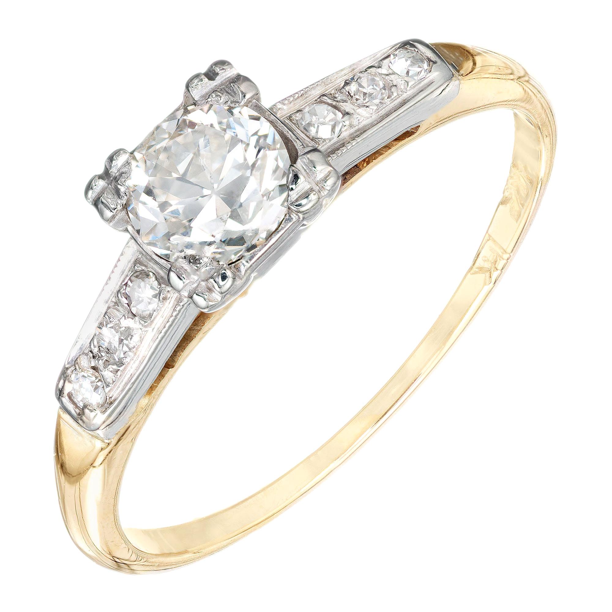 37 Karat Verlobungsring mit alteuropäischem Diamant im Art déco-Stil