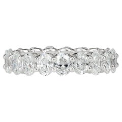 3.7 Carat Oval Band Brilliant White 18K White Gold Quiet Power Collector-Grade