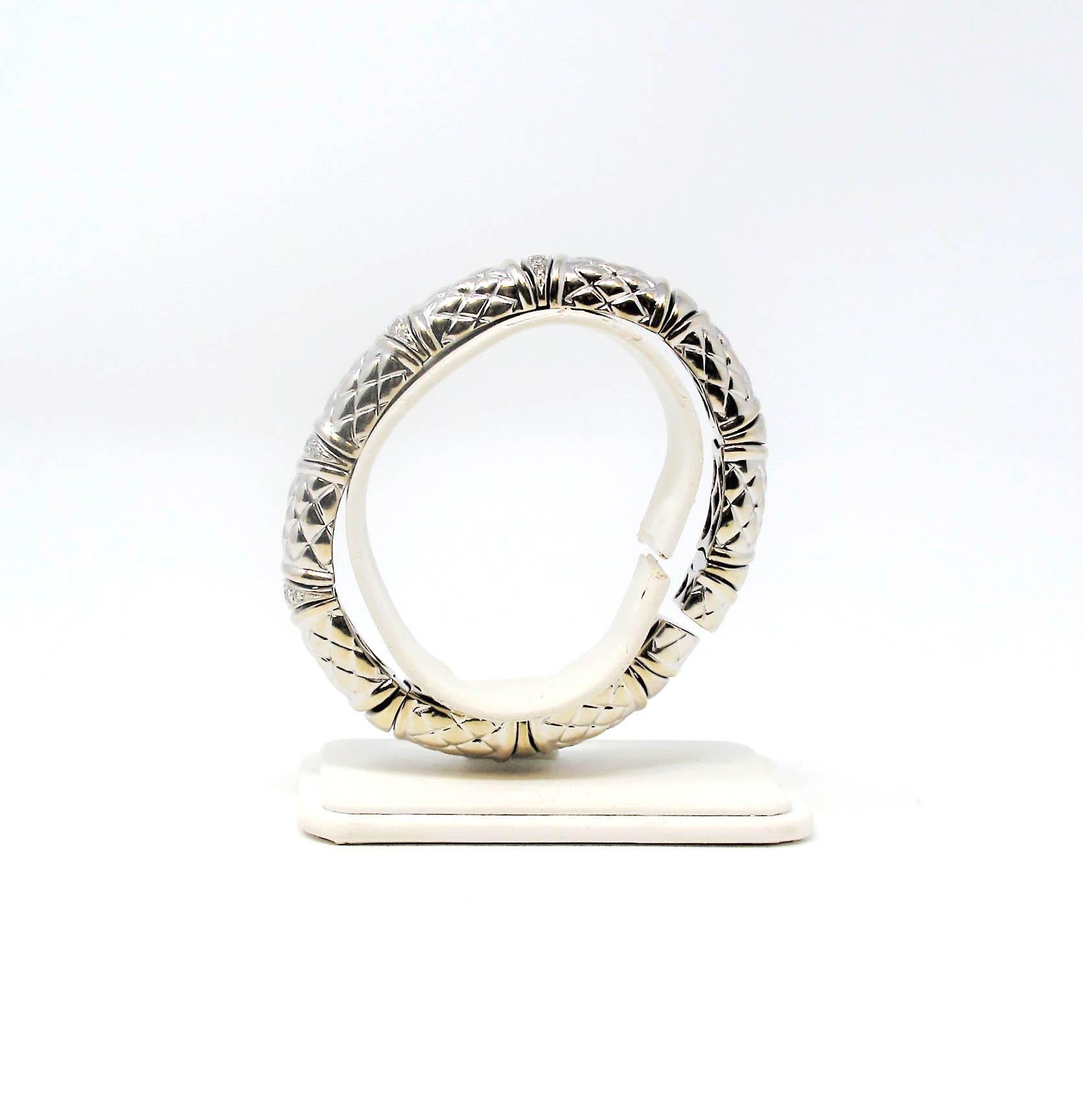 Pulsera brazalete flexible estilo bambú con diamantes pavé de .37 quilates Oro blanco de 18 quilates en venta 5