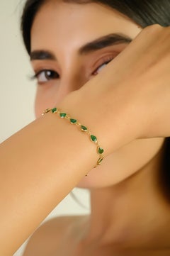 Pulsera de esmeralda de 3,7 quilates en oro amarillo de 18 quilates para regalo de Navidad