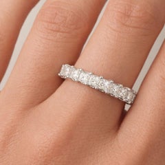 3.7 Carat Princess SI/H Diamond Eternity Band Ring 14 Karat White Gold