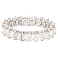 3.7 Carat Princess SI/H Diamond Eternity Band Ring 14 Karat White Gold