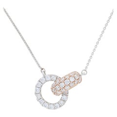 .37 Carat Round Brilliant Diamond Necklace, 14 Karat Gold Connected Circles