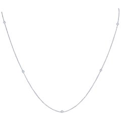 .37 Carat Round Brilliant Diamond Necklace 14 Karat White Gold Adjustable Length