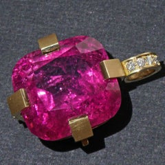 37 Carat Rubellite TOURMALINE Brilliant Pendant Handmade by Master Craftsman