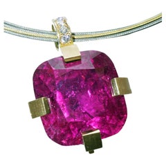 37 Carat Rubellite TOURMALINE Brilliant Pendant Handmade by Master Craftsman
