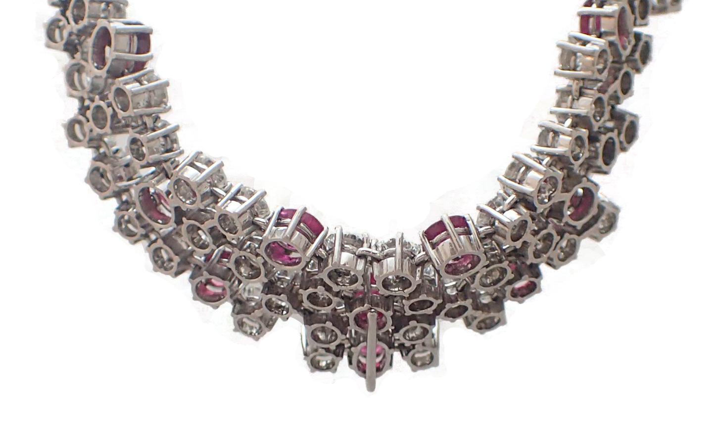 37 Carat Ruby and Diamond Necklace in Platinum For Sale 1