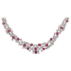 37 Carat Ruby and Diamond Necklace in Platinum