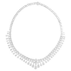 Collier en or blanc 18 carats avec diamants taille poire marquise de 37 carats de pureté SI