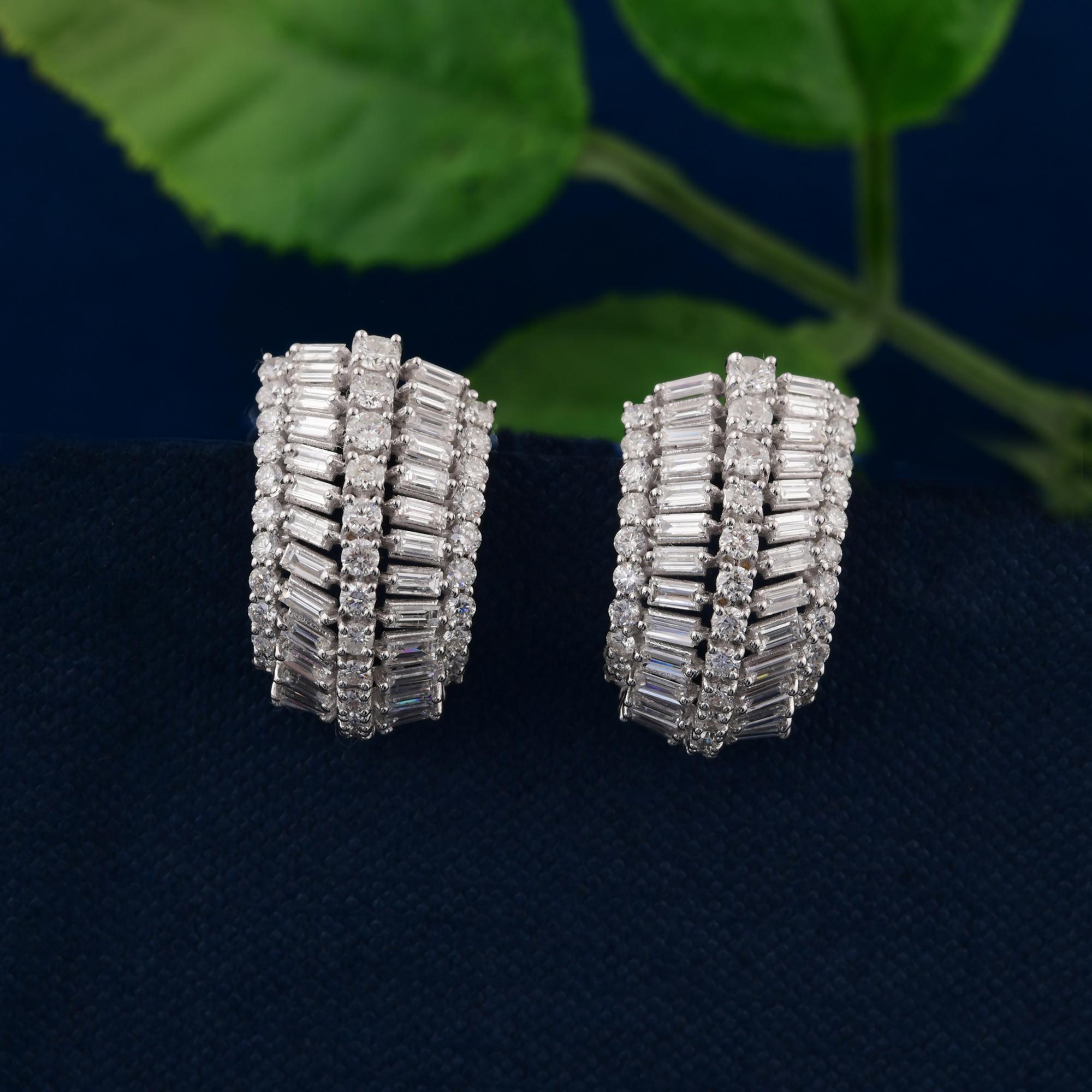 Elevate your elegance with these stunning 3.7 Carat Brilliant Cut Diamond Earrings. Expertly crafted in 14 Karat White Gold, these earrings exude luxury and sophistication. The diamonds, totaling 3.78 carats, feature a stunning brilliance with an