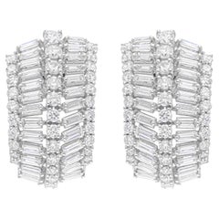 3.7 Carat SI/H Baguette Round Brilliant Cut Diamond Earrings 18 Karat White Gold