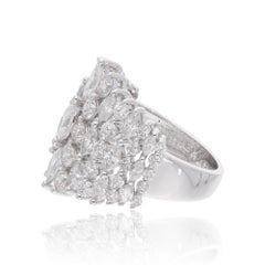 3.7 Carat SI/HI Marquise Round Diamond Cocktail Ring 18 Karat White Gold Jewelry