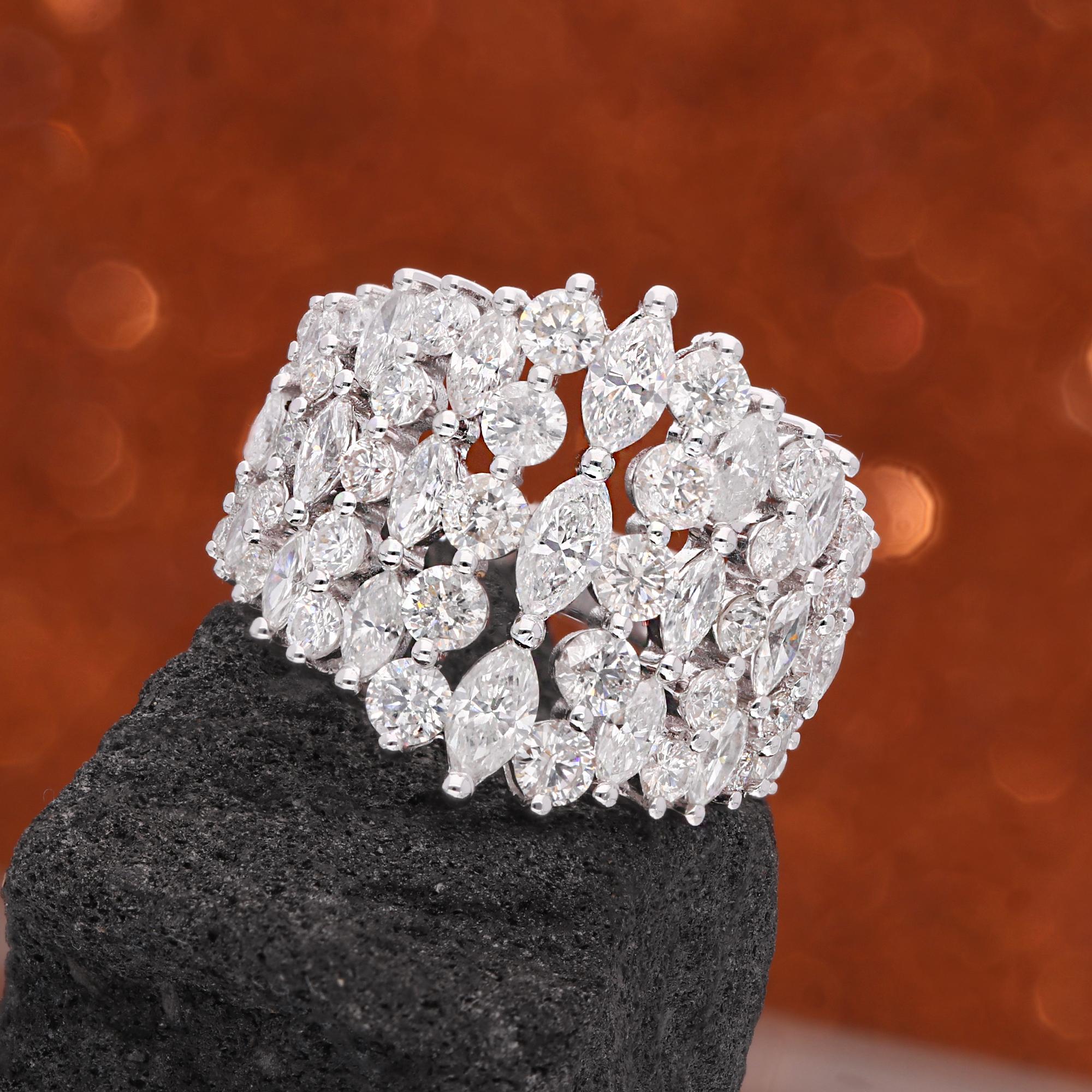 For Sale:  3.7 Carat SI/HI Marquise Round Diamond Cocktail Ring 18 Karat White Gold Jewelry 5