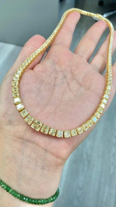 37 Carat Yellow Asscher Cut Diamond Necklace