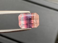 3.7 Carats Multicolour Tourmaline Emerald Cut Color zoned Gemstone for Jewellery