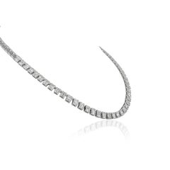 3.7 CTW Emerald Cut Illusion Set Diamond Tennis Necklace 18k Solid White Gold