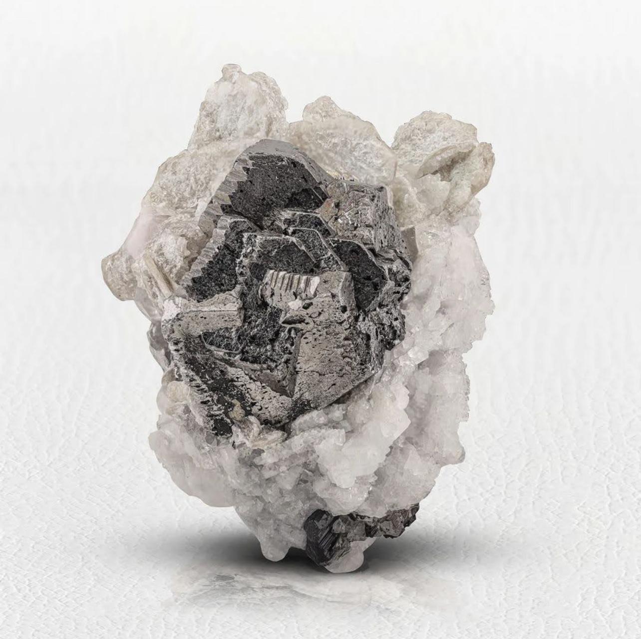Adam Style 37 Grams Rare Metallic Cassiterite Crystals On Albite With Apatite From Pakistan For Sale