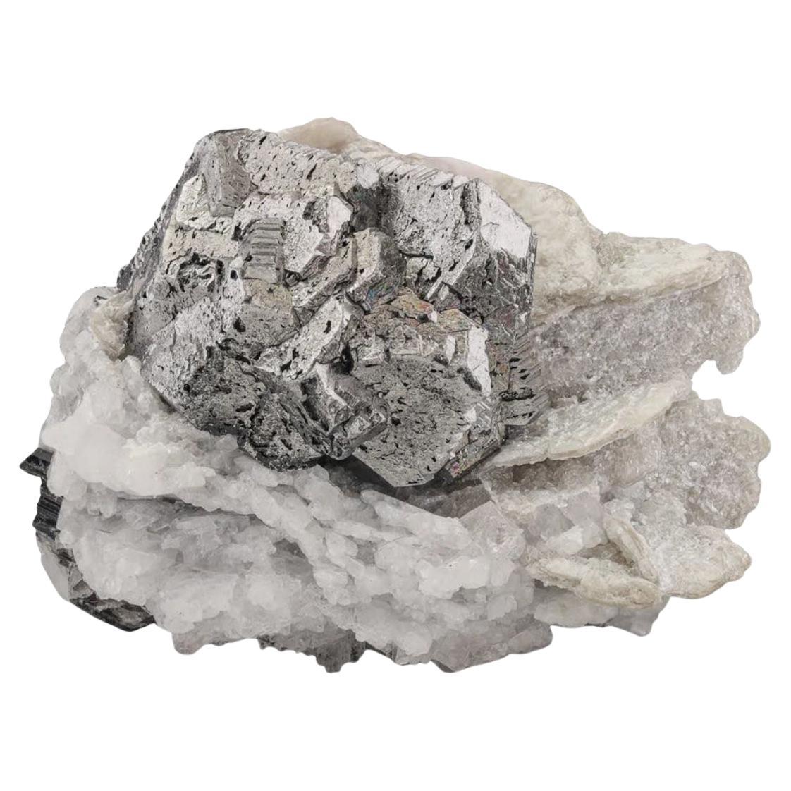 37 Grams Rare Metallic Cassiterite Crystals On Albite With Apatite From Pakistan