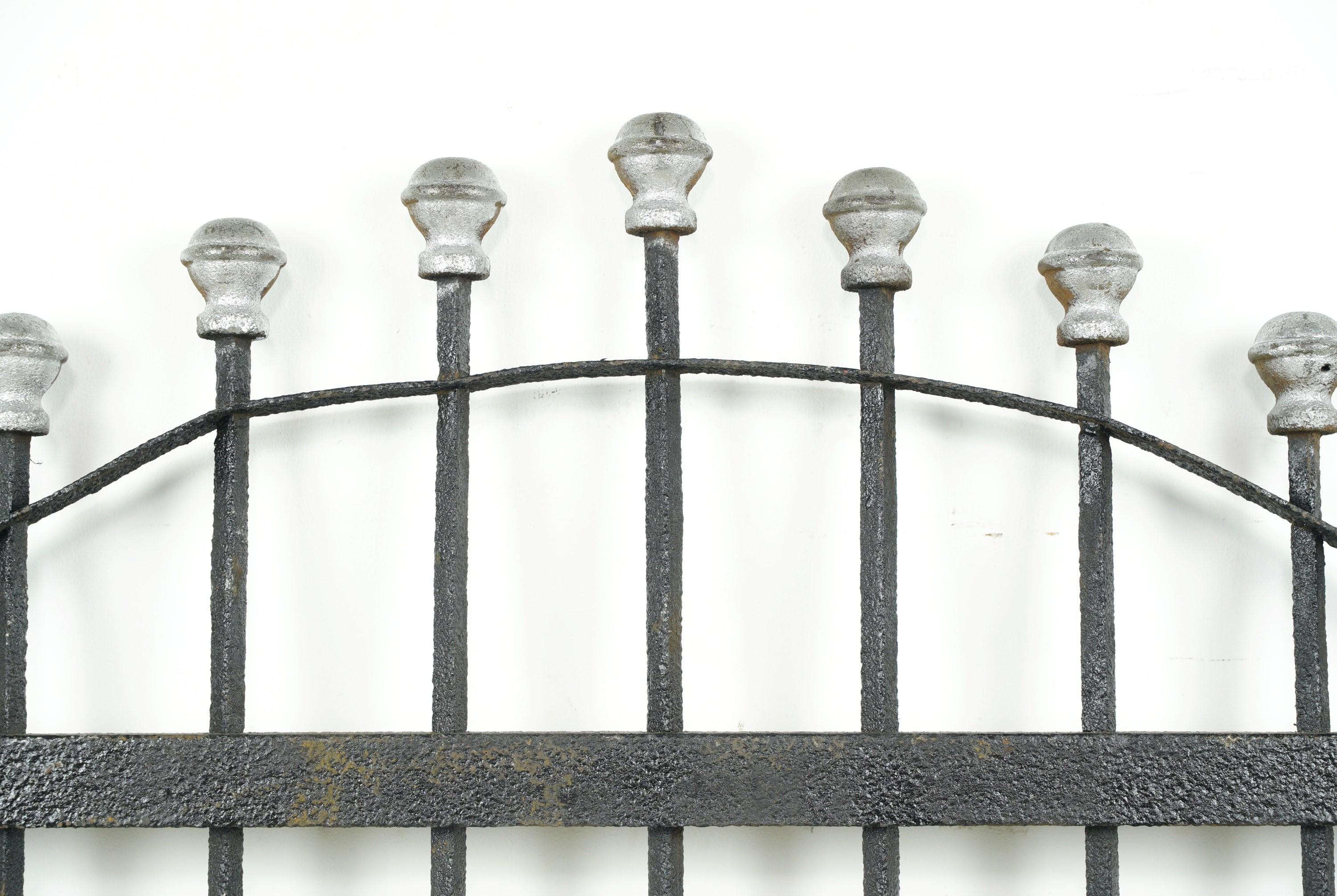 American 37 in. Wrought Iron Privacy Yard Gate w Ball Finials  For Sale