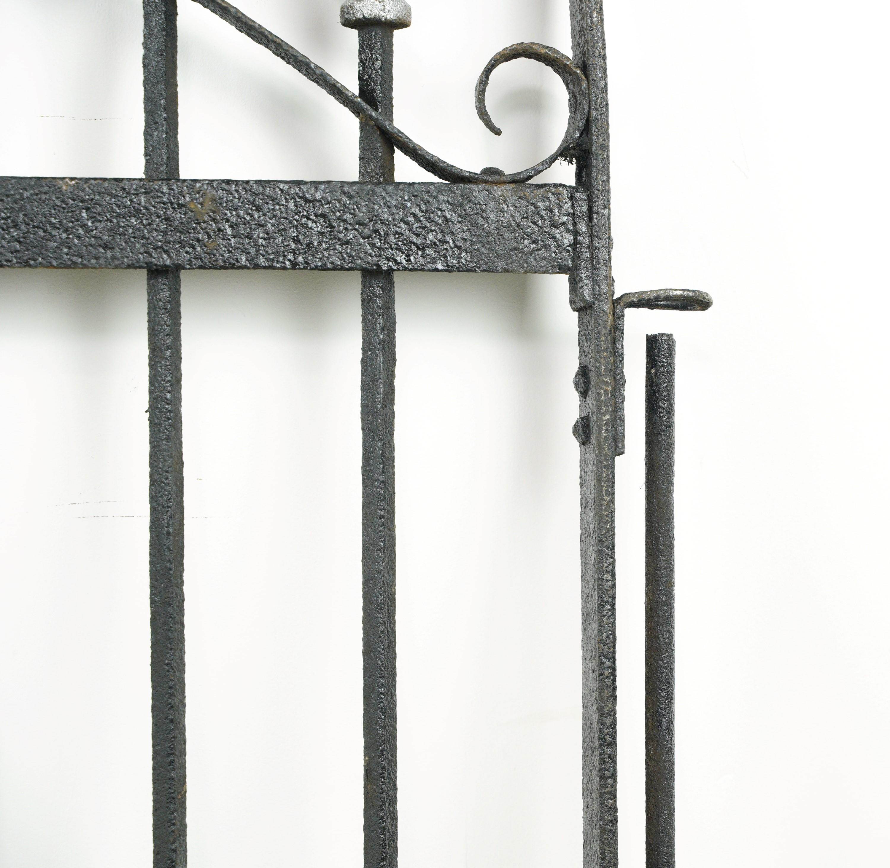20th Century 37 in. Wrought Iron Privacy Yard Gate w Ball Finials  For Sale