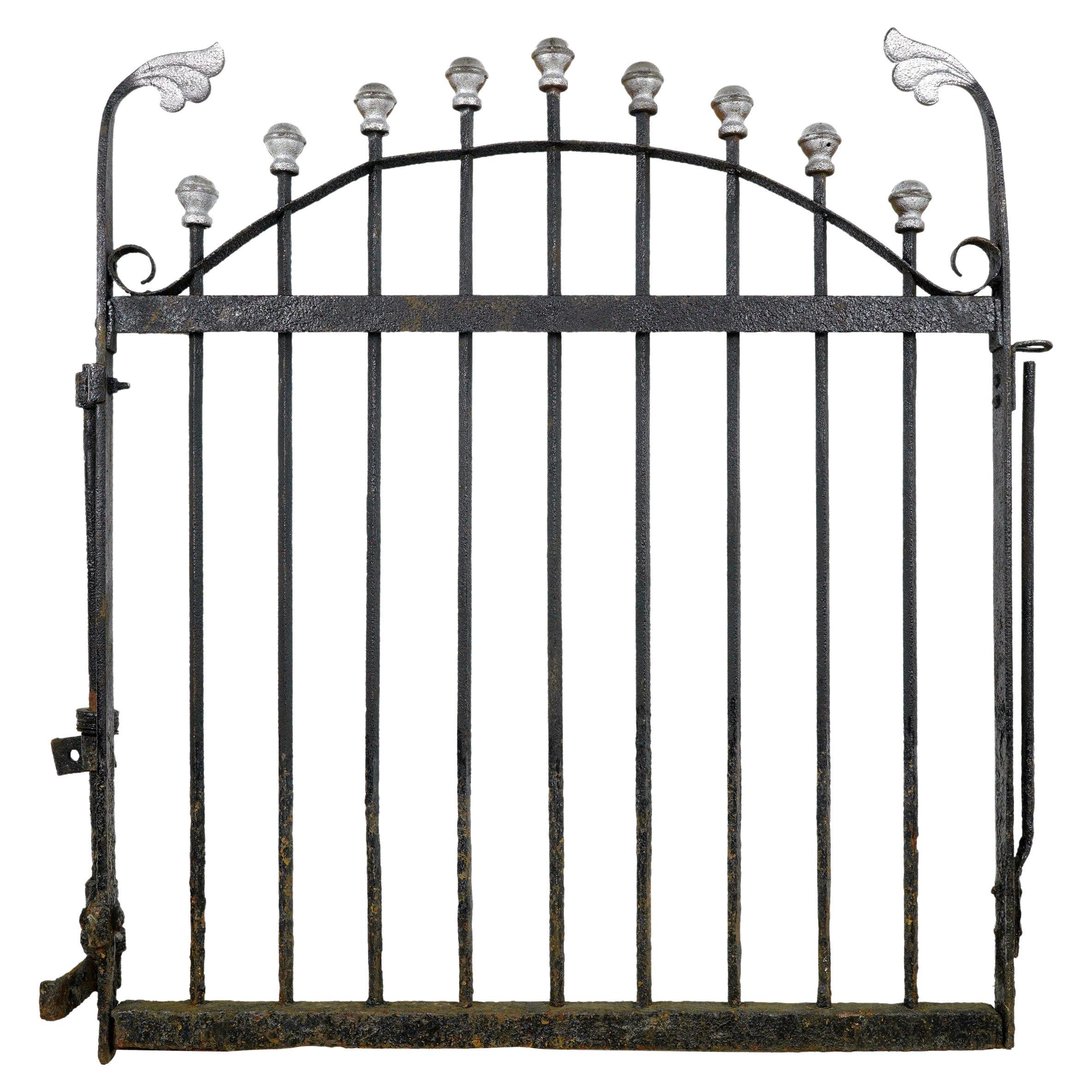 37 in. Wrought Iron Privacy Yard Gate w Ball Finials  For Sale